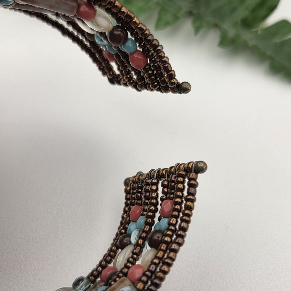Boho Beaded Bracelet Earthy Tones Flexible Colorful - Picture 8 of 12